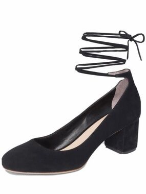 Loeffler Randall ‘Clara’ Ankle Wrap Block Heel Pumps in Black Suede Size 6